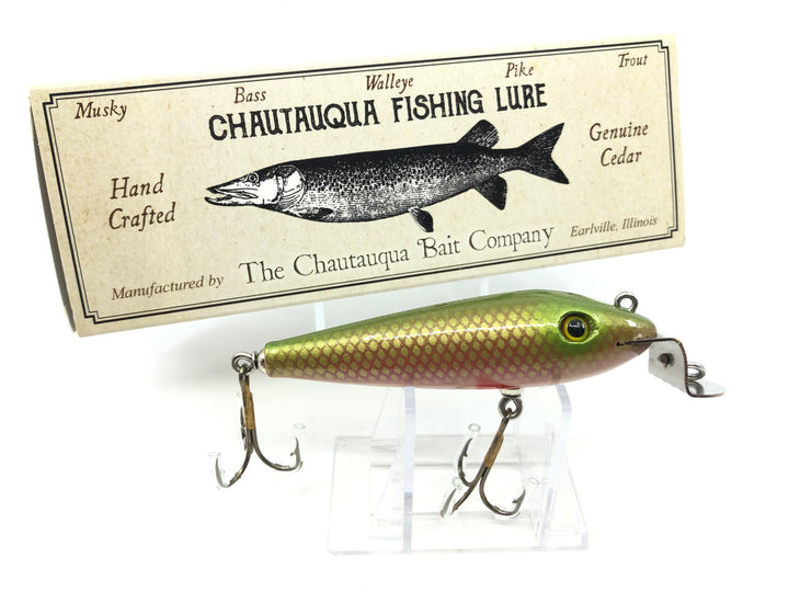 Chautauqua Wooden Wiggler Red Green Back Scale Color Custom Lure Premium