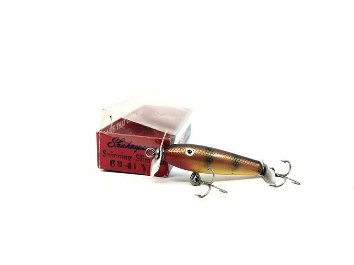 Shakespeare Shinning Slim Jim Vintage Wooden Lure YP Yellow Perch Color with Box