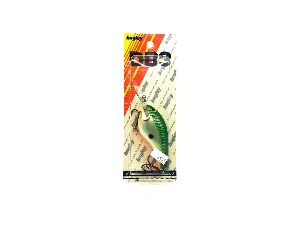 Bagley Diving B3 DB3-64 Green on White Color New on Card Old Stock Florida Bait