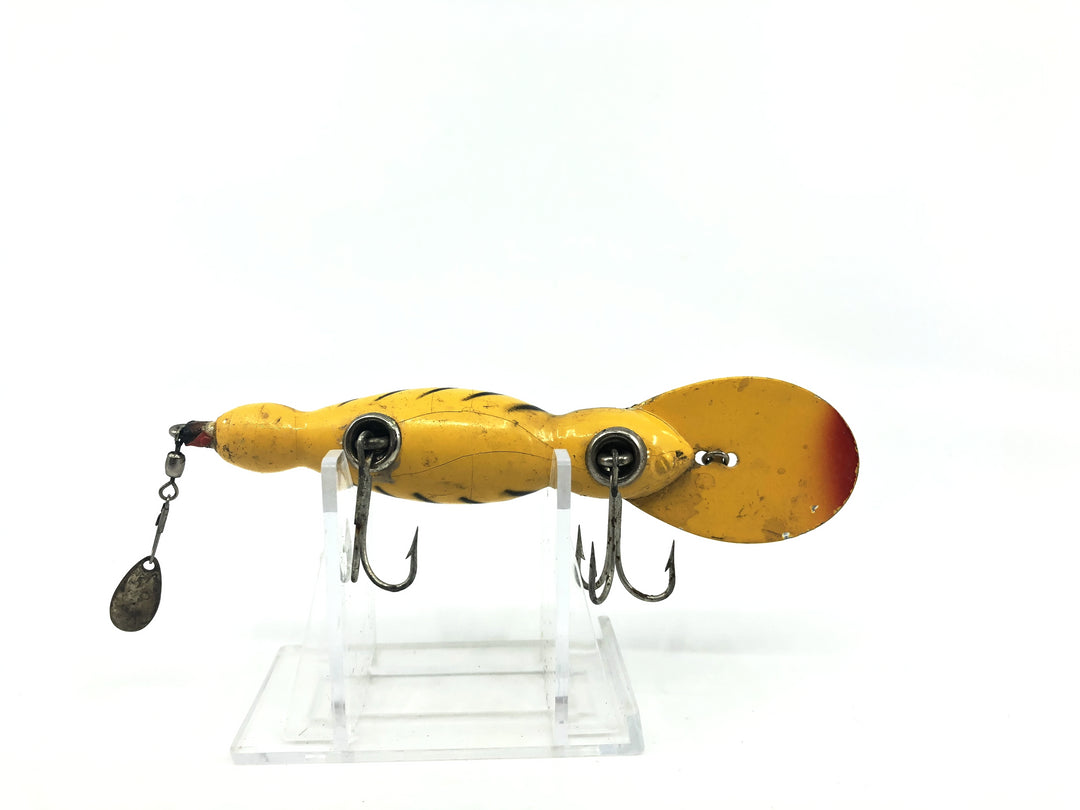Bomber Wooden Waterdog Color #20 Yellow/Black Ribs Color