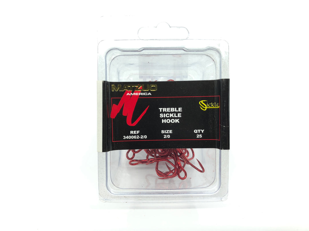 Matzuo American RED Treble Sickle Hook Size 2/0 Qty 25 Ref 340062-2/0