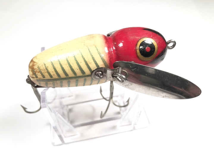 Heddon Crazy Crawler 2100 Wooden Lure in Red Head White Body Color