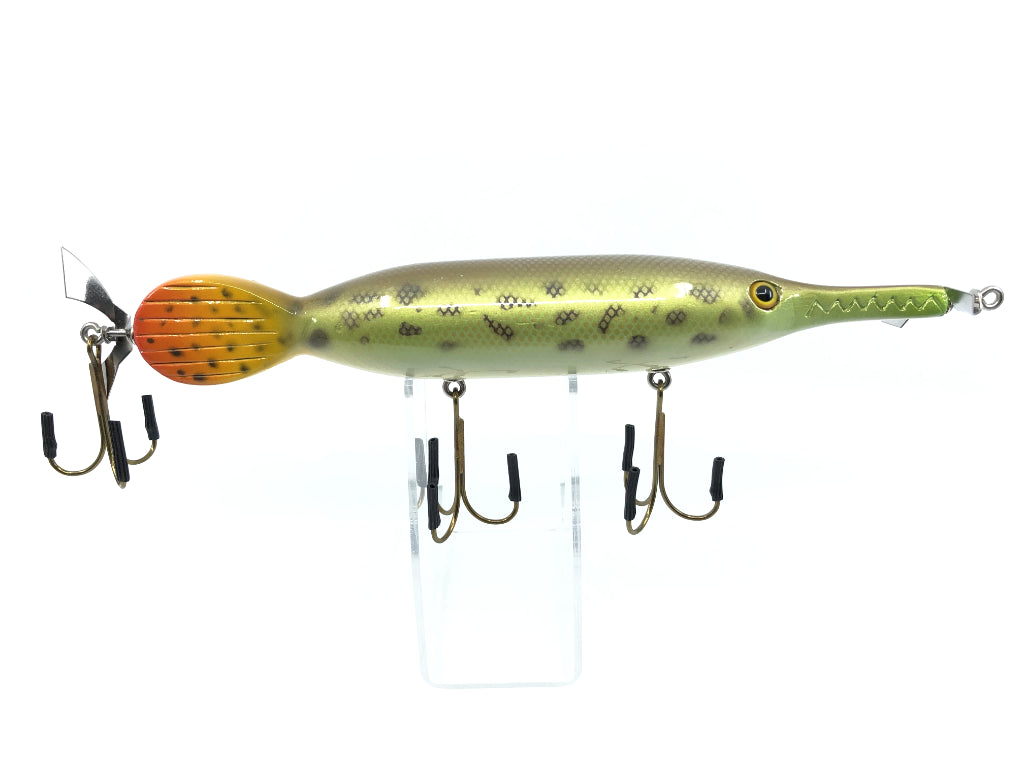 Chautauqua 11" Wooden Topwater Magnum Gar with Tail Lure Spotted Gar Color