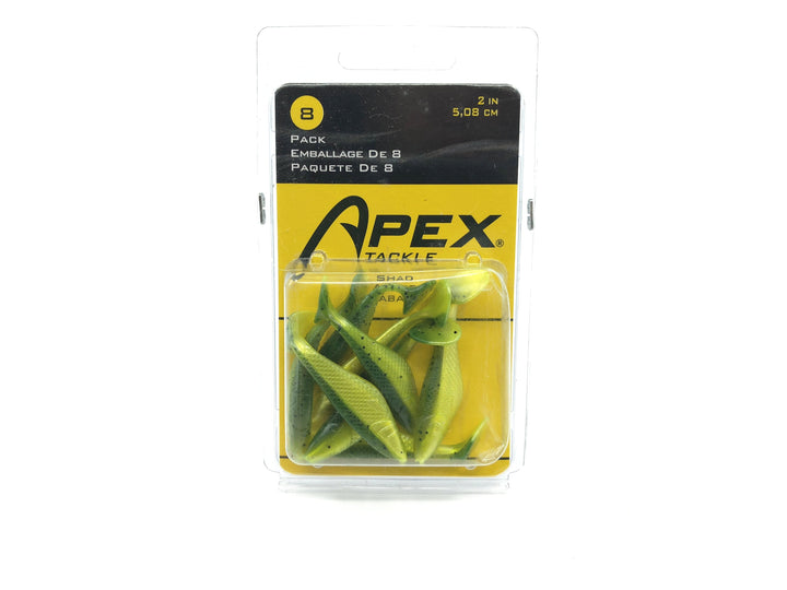 Apex Tackle Crappie Panfish 2 In Panfish Shad Bodies Green Color New on Card 8 Pack