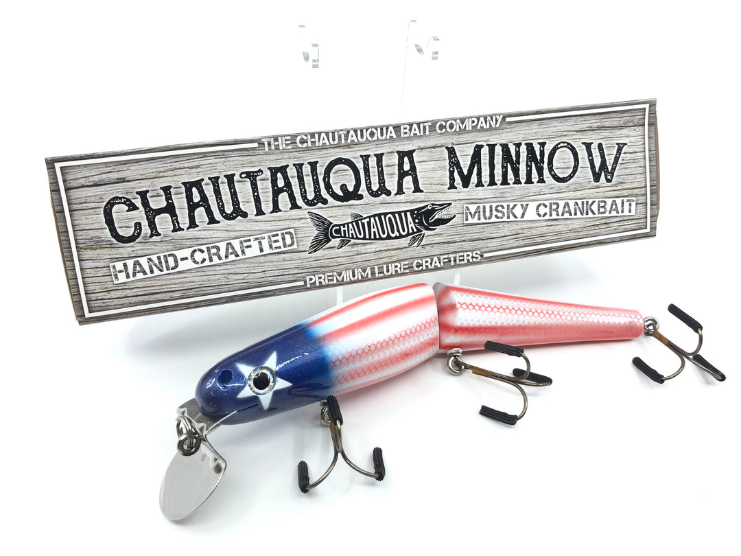 Jointed Chautauqua 8" Minnow Musky Lure Special Order Color "Patriot"