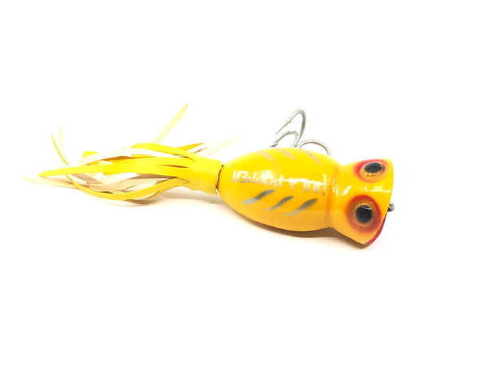 Arbogast Fly Rod Hula Popper Yellow with Silver Ribs Color