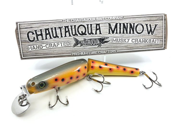 Jointed Chautauqua 8" Minnow Musky Lure Special Order Color "Orange with Black Spots"