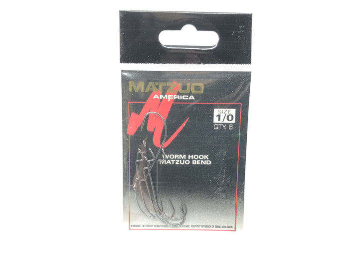 Matzuo America Worm Hook Matzuo Bend Size 1/0 Qty 6 Ref 107011-1/0 Black Chrome