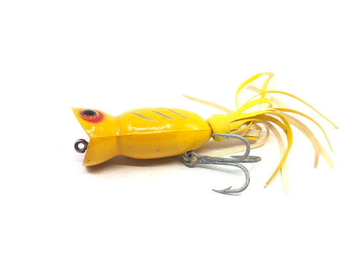 Arbogast Fly Rod Hula Popper Yellow with Silver Ribs Color