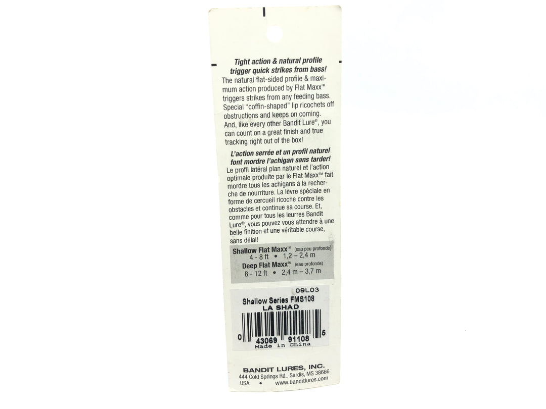 Bandit Flat Maxx Shallow Series FMS108 LA Shad Color New on Yellow Card