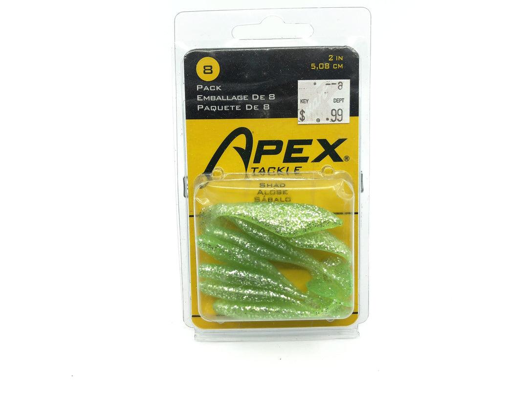 Apex Tackle Crappie Panfish 2 In Panfish Shad Bodies Green Sparkle Color New on Card 8 Pack