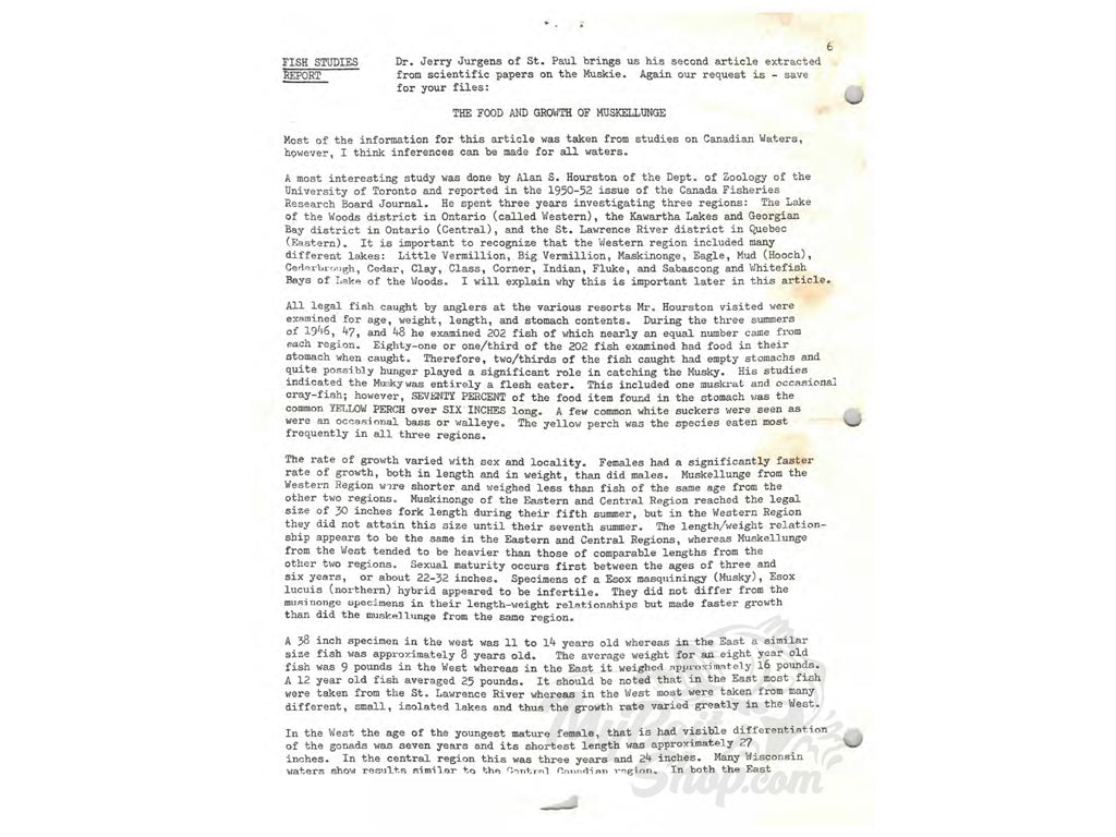 Muskies Inc Newsletters Packet 1969 to Early 70's from Al Tumas (Alzbaits) Estate